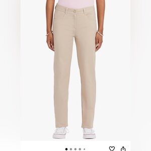 Beige Straight-Leg Pants